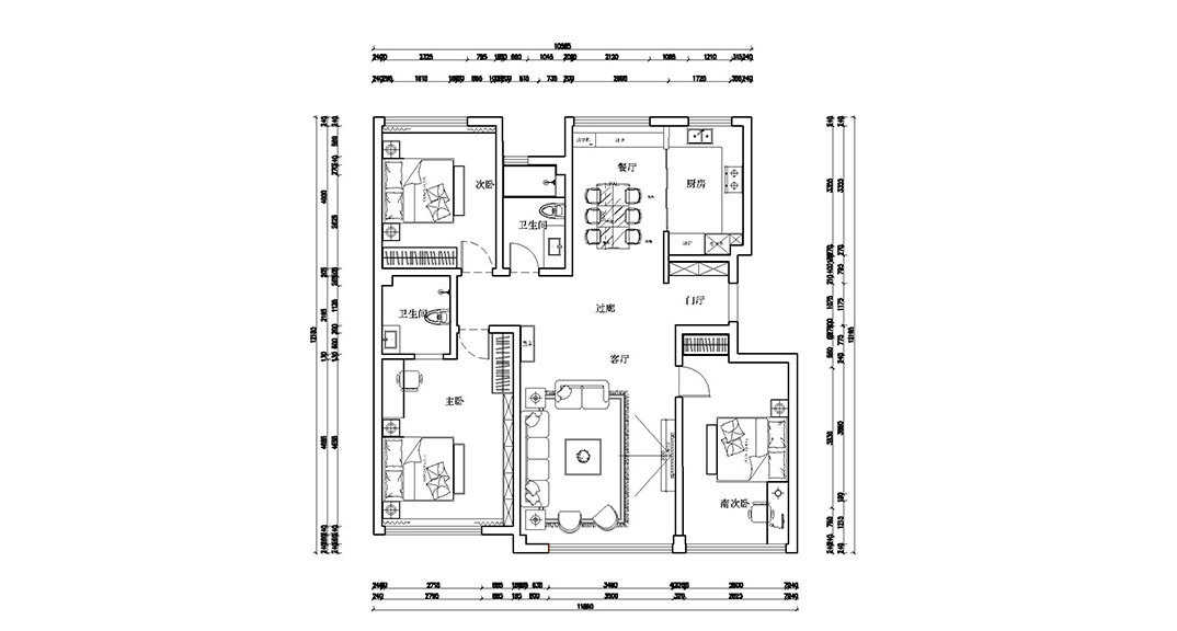 綠城曉峰湖畔140㎡三室兩廳戶型平面布局圖.jpg