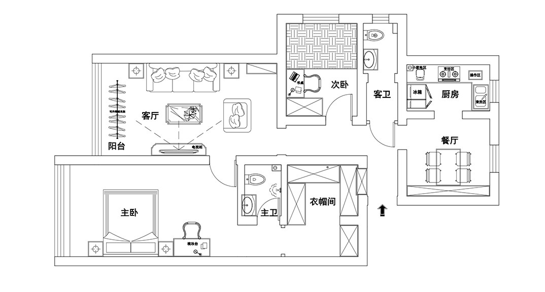 永樂小區(qū)100㎡四室一廳戶型平面布局圖.jpg